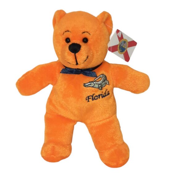 2003 Symbolz Orange Bear Florida Sunshine State Plush Stuffed BeanBag Toy 7.5" - Picture 2 of 8
